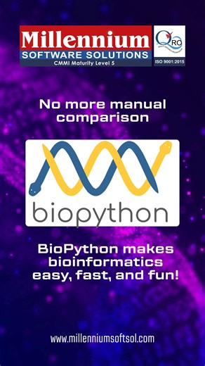 Millennium software solutions on Instagram: "🧬 Decode life with code! BioPython makes protein sequence alignment simple and powerful. Learn how to combine biology + Python at Millennium Software Solutions, Vizag 💻 #BioPython #Bioinformatics #DataScience #MillenniumVizag #PythonCoding"