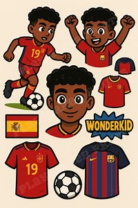 Lamine Yamal Clipart Bundle - 10 Pngs   Bonus Blonde Hair – Wonderkid Soccer Stickers for Sublimation, Digital Art, Printables - Etsy