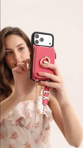 The Pink MagSafe Wallet Case 💎 | iPhone 17 Pro Max Wrist Strap Case