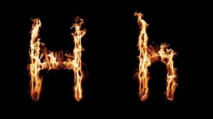 Uppercase and lowercase symbol H burning in fire. The file contains an Alpha Channel.