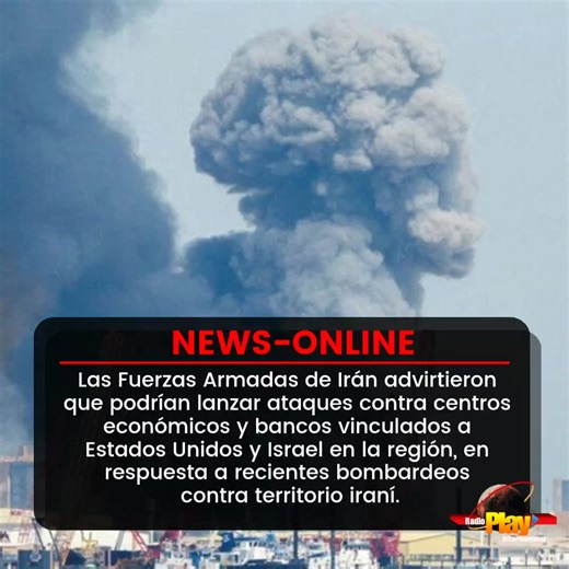 🟠#NewsOnline - #Mundo🌎 ▶️ #Iran🇮🇷 amenaza con atacar intereses económicos de #EEUU🇺🇲 e #Israel🇮🇱 Las Fuerzas Armadas de Irán advirtieron que podrían lanzar ataques contra centros económicos y bancos vinculados a Estados Unidos y Israel en la región, en respuesta a recientes bombardeos contra territorio iraní. En medio de la creciente escalada del conflicto, Irán también afirmó haber ejecutado nuevos ataques contra bases militares estadounidenses en Irak y Bahréin, además de lanzar misile