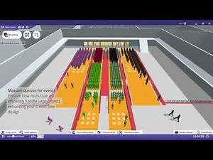 Experimenting with better crowd-flow designs by using queues in SimCrowds.