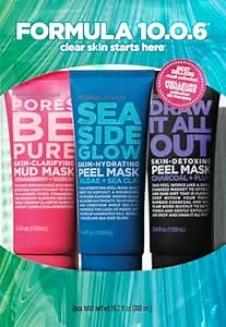 FORMULA 10.0.6 Face Mask Trio Collection Pouch Pores Be Pure, Sea Side Glow, Draw It All Out (300ml)