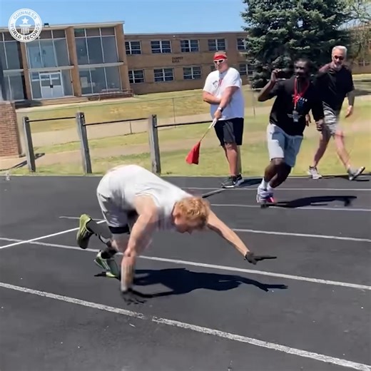 Japan’s Ryusei Yonee recently acheived the hotly contested record of fastest 100 m running on all fours - with a lightning quick time of 14.55 seconds. | Guinness World Records