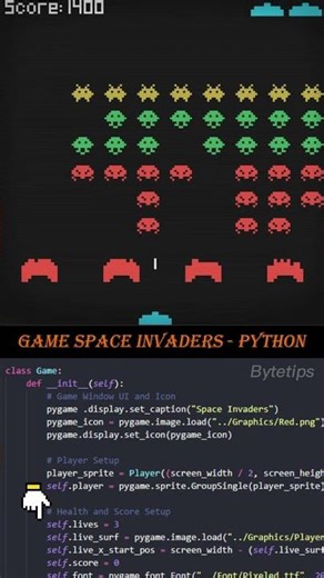 Create Space Invaders game with Python #shorts #programming #python