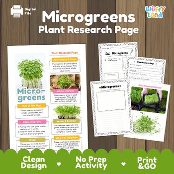 Microgreens Plant Research & Writing Worksheets - Fun Science Activity