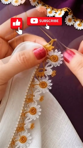 Beautiful Daisy Crochet Lace Border #crochet #shorts #youtubeshorts @GharKiBunai