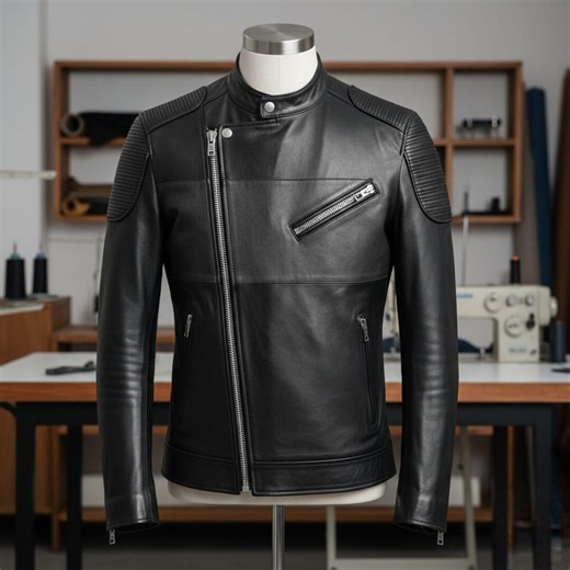 Men's Full-grain Cowhide Leather Cafe Racer Jacket, Classic Biker Style Black - Etsy