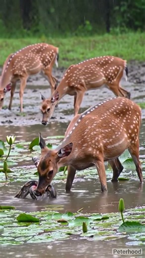Mother deer caught the python alive to protect the herd of deer