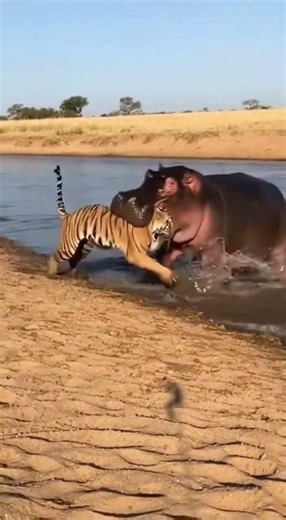 Hippo Smash a Tiger in Seconds
