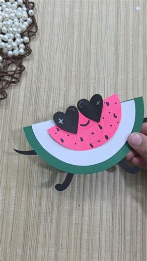 Watermelon paper craft short video idea for kids #watermelon #craft #shortvideo #shorts #diy #art
