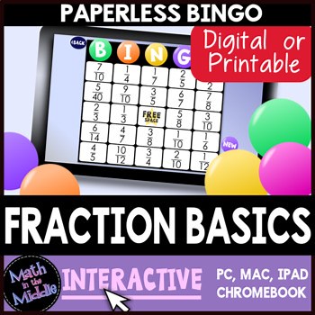 Fraction Basics Interactive Digital Bingo Game - Distance Learning