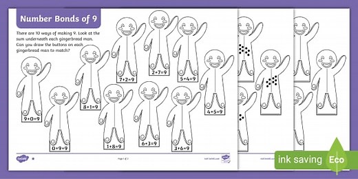 Number Bonds of Nine Differentiated Activity Sheets