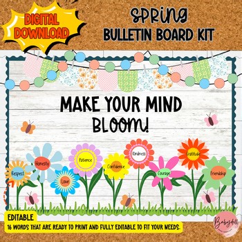 Spring Bulletin Board Kit: Make Your Mind Bloom | March Door Decor