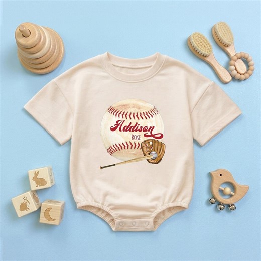 Softball Baby Romper, Personalized Girl Baby Outfit, Sports Theme Baby Gift - Etsy