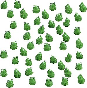 EKisemio 50 Pcs Mini Frog Garden Decor | Green Frog Figurines | Miniature Home Décor | Tiny Plastic Frogs | Fairy Garden Decor