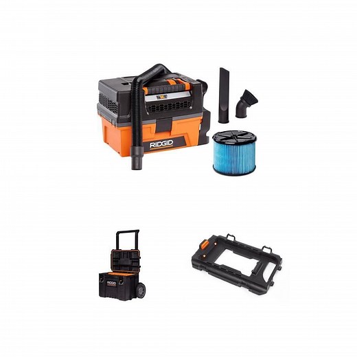 RIDGID 3 Gal. 5.0 Peak HP Shop Vac, Rolling Tool Box and Vac-Mount Combo - The Home Depot