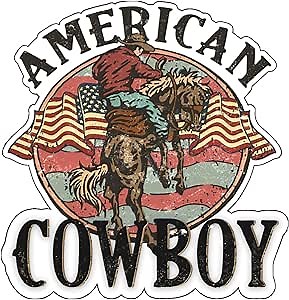 Wickedgoodz American Cowboy Vinyl Decal - Western Bumper Sticker - for Laptops Tumblers Windows Cars Trucks Walls