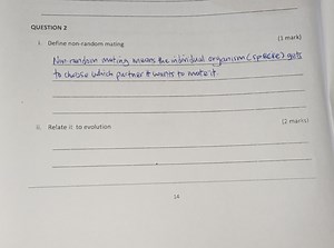 QUESTION 2i. Define non-random mating(1 mark)Non-random mat... | Filo