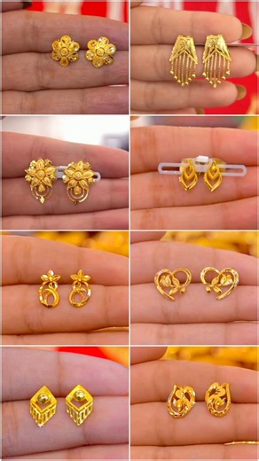 Gold earrings tops designs for daily use #shorts #viralshorts #shortsfeed #earrings #topsdesigns