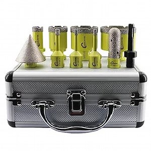 Diamond Core Drill Bits Set - 10pcs (6/6/8/20/35/50/65mm+20mm Finger Bit+50mm Beveling Chamfer Bit+SDS Adapter) Hole Saw Kit for Porcelain Ceramic Tile Marble Granite Stoneware Quartz with 5/8-11