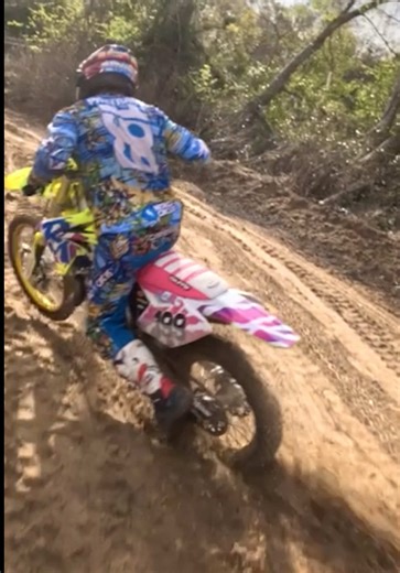 Ever wanted to know what it’s like to eat the roost from @Travis Pastrana on the RMZilla? I got to experience it today on a fresh track at @Red Bull Day In The Dirt Down South and it was unreal 🤩 also got Randy Richardson in the mix to make it a real party 🕺🏻 😂 @Red Bull Motorsports @Red Bull USA @All Balls Racing @MotoSport.com #2stroke #dayinthedirtdownsouth