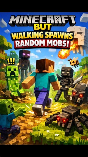 Minecraft But Walking Spawns Random Mobs 😱 | #shorts