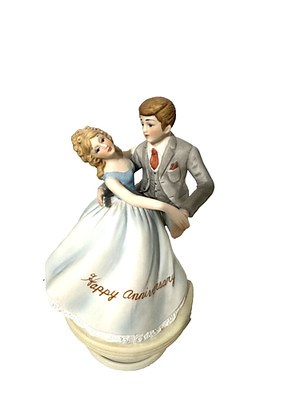 Vtg  Music Box Happy Anniversary Victorian couple dancing to Anniversary waltz | eBay