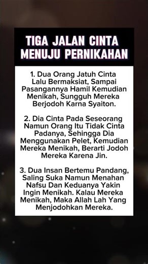 Part 259 : Tiga jalan cinta menuju pernikahan..#motivasi #shorts #trending #fyp #motivasikehidupan