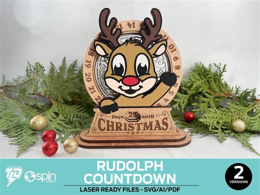 Rudolph Christmas Countdown Advent Calendar Stand - 2 Variations - Laser Ready Files - All Lasers - Etsy Australia