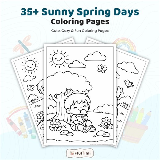 35  Sunny Spring Days Coloring Pages, Kids Springtime Fun, Outdoor Play Nature Sheets, Easy Spring Coloring, Printable Coloring Pages PDF - Etsy