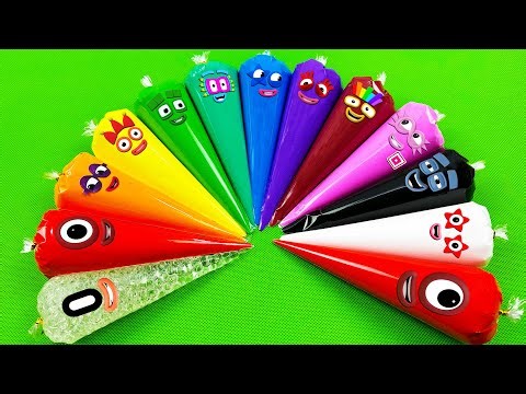 Numberblocks – Looking 🌈 Slime with Piping Bags! Satisfying Slime Videos, ASMR
