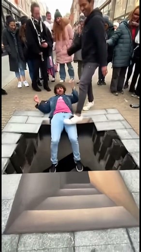 This 3D chalk trick fooled everyone walking by #shorts #art #prank