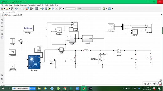 太阳能光伏电池最大功率点跟踪MPPT（电导增量法）Matlab仿真