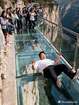 He Fell Through the Glass Bridge 😱 #shorts #prank #scary