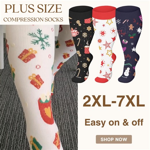 🎄 Tired of achy legs during the holiday rush? Sweet relief is here!✨Get 10% OFF with code NEW10! ✅ 20-30mmHg medical-grade support ✅ 2XL-7XL perfect comfortable fit ✅ Jolly candy cane patterns ✅ Breathable festive fabric ✅ Perfect for all-day wear ⚡ Fast shipping - order by Dec 15 for Christmas delivery! 🍬 Don't Miss the Magic! Use code NEW10 for 10% off your festive pairs! | Plusock