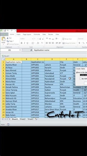 Ms Excel.Convert entire data in table format #excel #shorts #shortsfeed