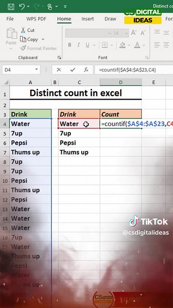 Count Unique and Distinct Values in Excel