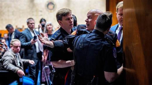 GOP senator joins Capitol Police in attempt to forcibly remove anti-war protester during hearing