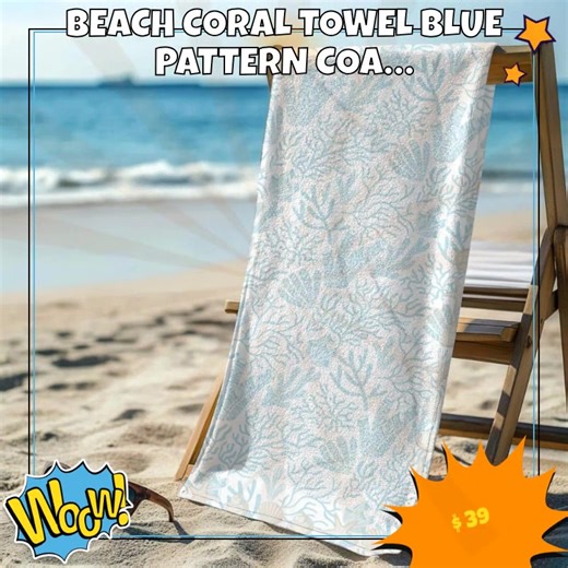 🏖️ Summer bliss is just a towel away! Introducing our Beach Coral Towel in a stunning blue pattern—your ultimate coastal accessory! This lightweight beauty adds a touch of oceanic charm to your swimming pool days or beach vacations. Made for comfort, it’s perfect for drying off after a refreshing swim or simply lounging under the sun. Embrace the soft texture and vibrant design that brings joy to every sunny outing. 🌊✨ Snag yours for just $39.00 and soak up the good vibes before they're all go