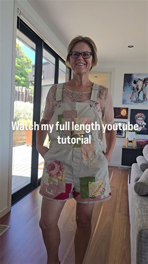 Upcycled Overalls/ #patchwork #upcycledclothing #refashioned #sewingtutorial #reworkedclothing #diy