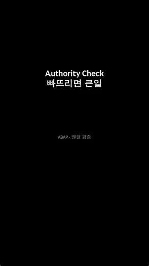 Authority Check 빠뜨리면 큰일 — ABAP 권한 검증 패턴 #shorts #SAP #ABAP