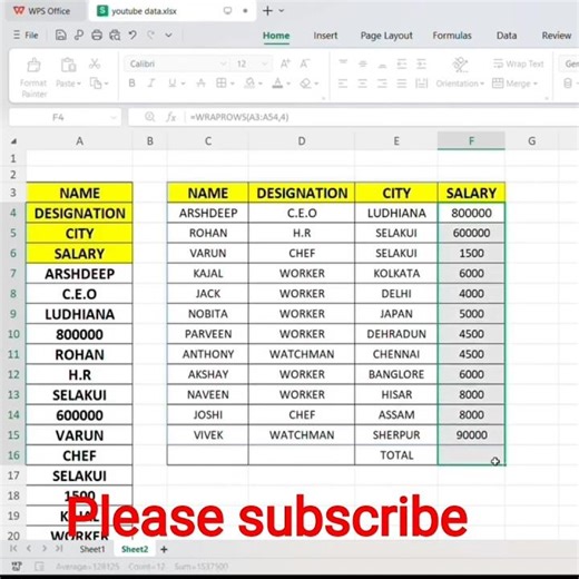 Excel me employee name designation create karna #excel #knowledge