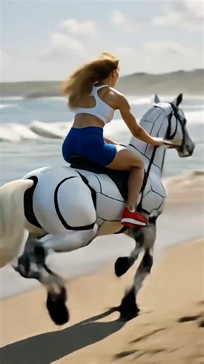 Saltwater Racing: RoboHorse on the Beach #robohorse #beach #tech #robotics #quadruped