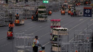 Auction house floor.