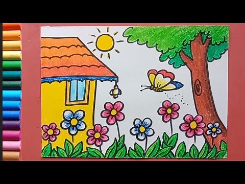 Easy flower garden drawing