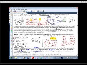 Math 1050 Sec. 1.4 - Equations in Quadratic Form