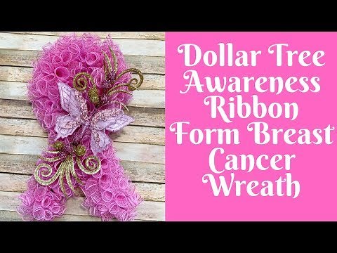 Wonderful Wreaths: Dollar Tree Awareness Ribbon Form Breast Cancer Wreath