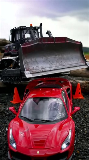 RC Bulldozer Smashes Supercars! Watch The Epic Destruction! 🚧🏎️
