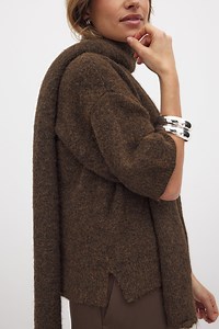 Knitted Short Sleeve Sweater Brown